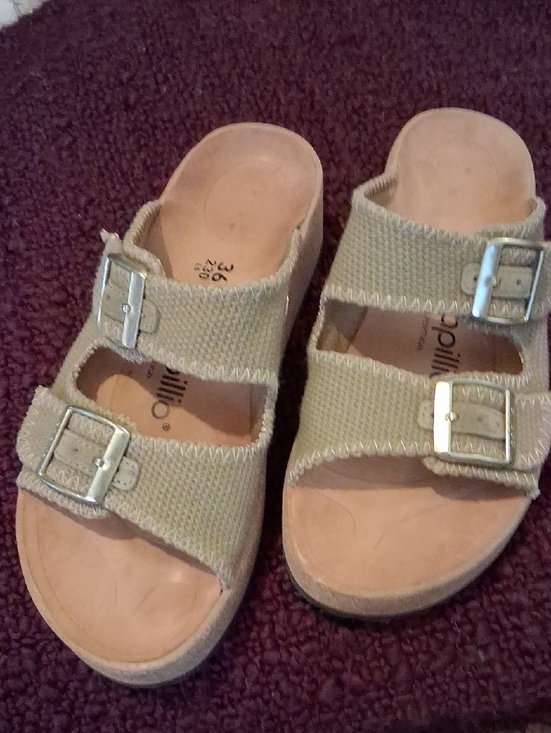 Papillio Shoes - NWOT Papillio Olive Green Adjustable Buckle Sandals, Leather Footbed, Size 36.